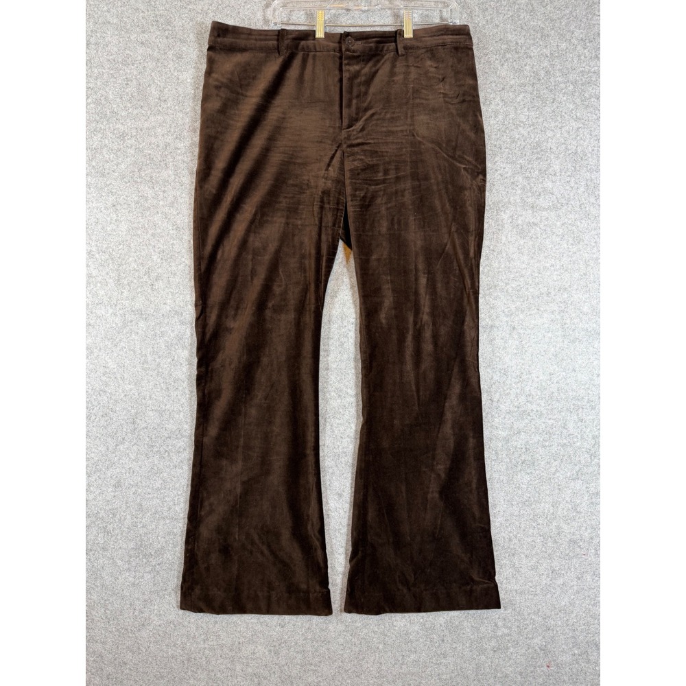 Lauren Ralph Lauren Velvet Pants Womens 14 Brown Good Flare Leg Stretch
